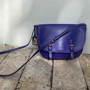 Lauren Ralph Lauren Purple Leather Bag Purse
